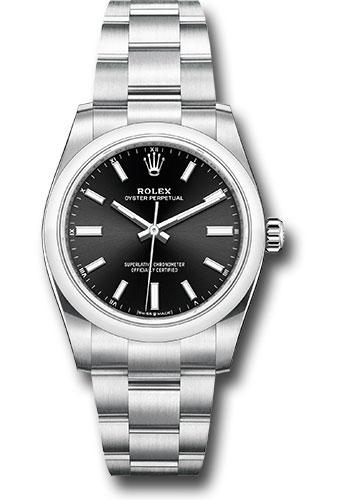 Rolex Oyster Perpetual 34 Watch - Domed Bezel - Black Index Dial - Oyster Bracelet - 2020 Release - 124200 bkio