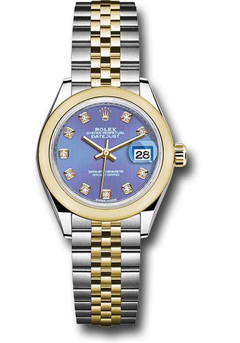 Rolex Steel and Yellow Gold Rolesor Lady-Datejust 28 Watch - Domed Bezel - Lavender Diamond Dial - Jubilee Bracelet - 279163 ldj