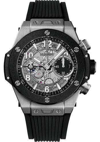 Hublot Big Bang Unico Titanium Ceramic Watch - 42 mm - Black Dial - Black Lined Rubber Strap - 441.NM.1171.RX