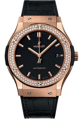 Hublot Classic Fusion King Gold Diamonds Watch - 45 mm - Black Dial - 511.OX.1181.LR.1104