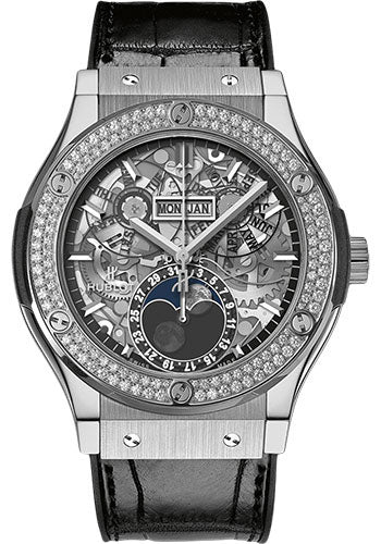 Hublot Classic Fusion Aerofusion Moonphase Titanium Diamonds Watch - 517.NX.0170.LR.1104