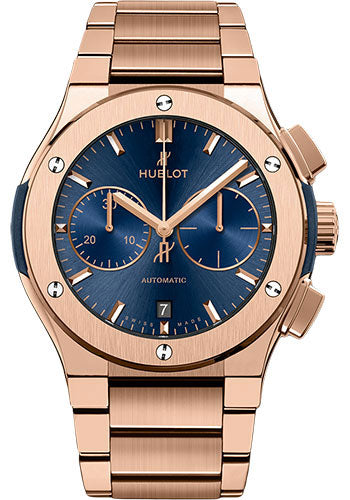 Hublot Classic Fusion Blue Chronograph King Gold Bracelet Watch - 520.OX.7180.OX