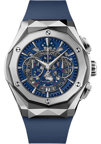 Hublot Classic Fusion Aerofusion Chronograph Orlinski Titanium Blue Watch - 45 mm - Sapphire Crystal Dial - Blue Smooth Rubber Strap Limited Edition of 200 - 525.NX.5170.RX.ORL21