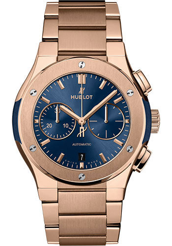 Hublot Classic Fusion Blue Chronograph King Gold Bracelet Watch - 42 mm - Blue Dial - 540.OX.7180.OX