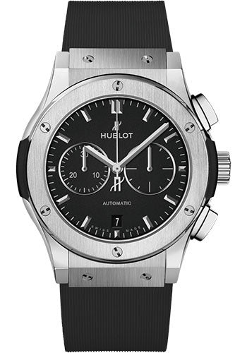 Hublot Classic Fusion Chronograph Titanium Watch - 42 mm - Black Dial - Black Lined Rubber Strap - 541.NX.1171.RX