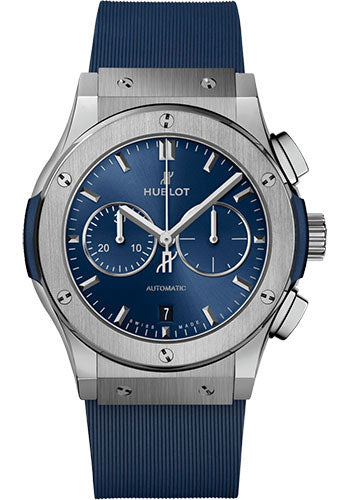 Hublot Classic Fusion Chronograph Titanium Blue Watch - 42 mm - Blue Dial - Blue Lined Rubber Strap - 541.NX.7170.RX