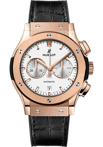 Hublot Classic Fusion Chronograph King Gold Opalin Watch - 42 mm - Opaline Ed Dial - Black Rubber and Leather Strap - 541.OX.2611.LR