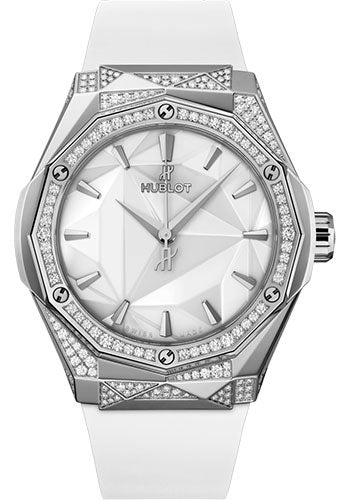 Hublot Classic Fusion Orlinski Titanium White Alternative PavŽ Watch - 40 mm - White Dial - White Smooth Rubber Strap - 550.NS.2200.RW.1804.ORL20