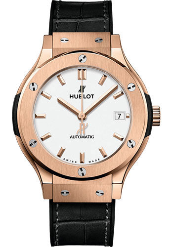 Hublot Classic Fusion King Gold Opalin Watch - 38 mm - Opaline Ed Dial - Black Rubber and Leather Strap - 565.OX.2611.LR