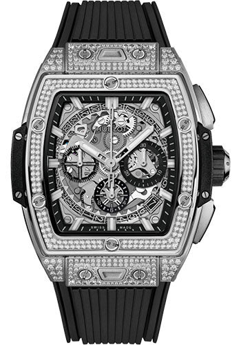 Hublot Spirit of Big Bang Titanium PavŽ Watch - 42 mm - Sapphire Dial - Black Rubber Strap - 642.NX.0170.RX.1704