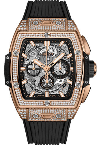 Hublot Spirit of Big Bang King Gold PavŽ Watch - 42 mm - Sapphire Dial - Black Rubber Strap - 642.OX.0180.RX.1704