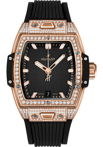 Hublot Spirit of Big Bang King Gold PavŽ Watch - 39 mm - Black Dial - Black Rubber Strap - 662.OX.1180.RX.1604