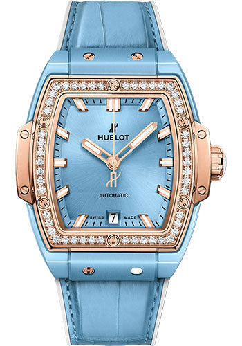 Hublot Spirit Of Big Bang Light Blue Ceramic King Gold Diamonds Watch - 39 mm - Light Blue Dial - 665.EO.891L.LR.1204