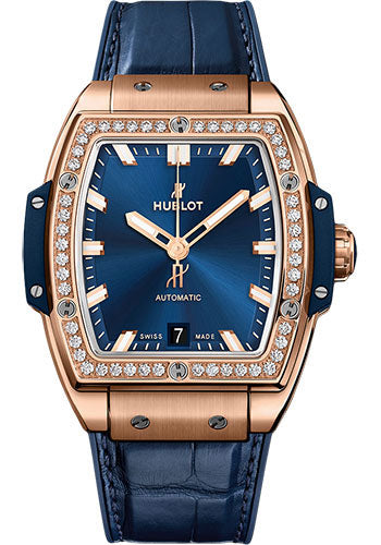 Hublot Spirit Of Big Bang King Gold Blue Diamonds Watch - 39 mm - Blue Dial - 665.OX.7180.LR.1204