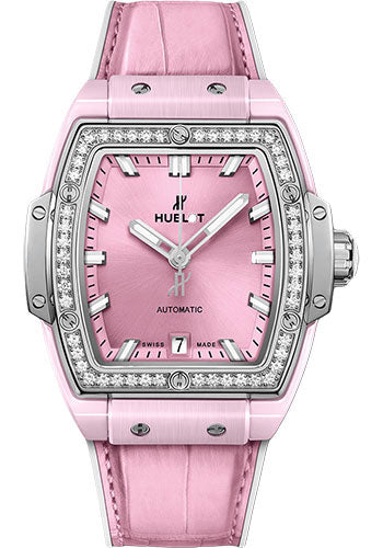 Hublot Spirit Of Big Bang Pink Ceramic Titanium Diamonds Watch - 39 mm - Pink Dial - 665.RN.891P.LR.1204