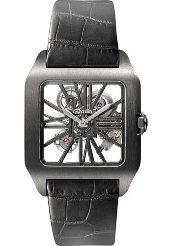 Cartier Santos-Dumont Watch - 38.7 mm Titanium Case - Satin Brushed Dial - Black Alligator Strap - W2020052