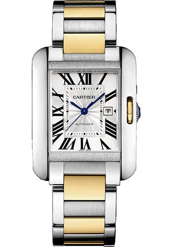 Cartier Tank Anglaise Watch - 39.2 x 29.8 mm Steel Case - Silver Dial - Yellow Gold And Steel Bracelet - W5310047