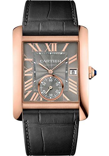 Cartier Tank MC Watch - 34.3 mm Pink Gold Case - Gray Dial - Dark Gray Alligator Strap - WGTA0014