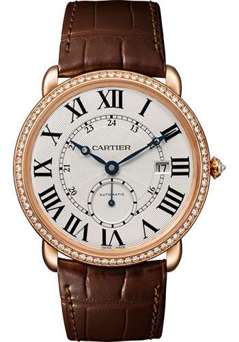 Cartier Ronde Louis Cartier Watch - 40 mm Pink Gold Diamond Case - Brown Alligator Strap - WR007017