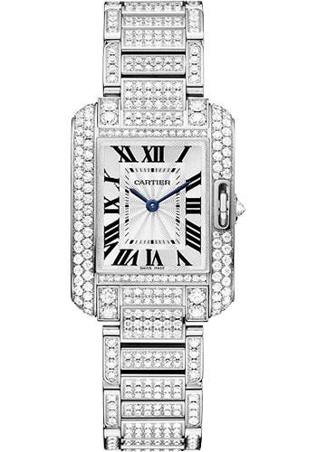 Cartier Tank Anglaise Watch - Small White Gold Diamond Case - Diamond Bracelet - HPI00559